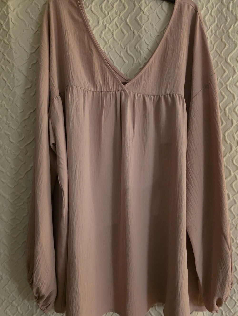 ODDY Mauve Pink V-Neck Long Sleeve Blouse